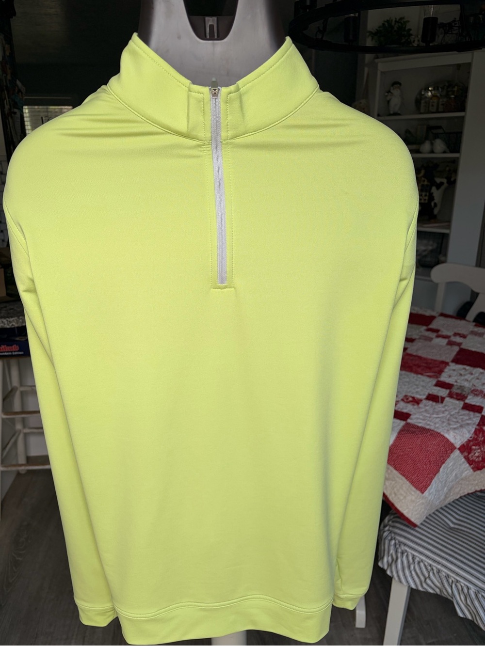 Peter Millar Men's Neon Yellow Quarter-Zip Sweater